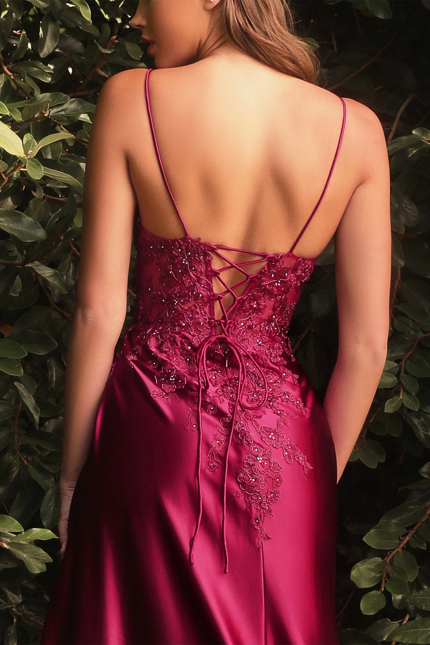 Spaghetti Straps V-Neckline Beaded Embroidery A-Line Dress CM318