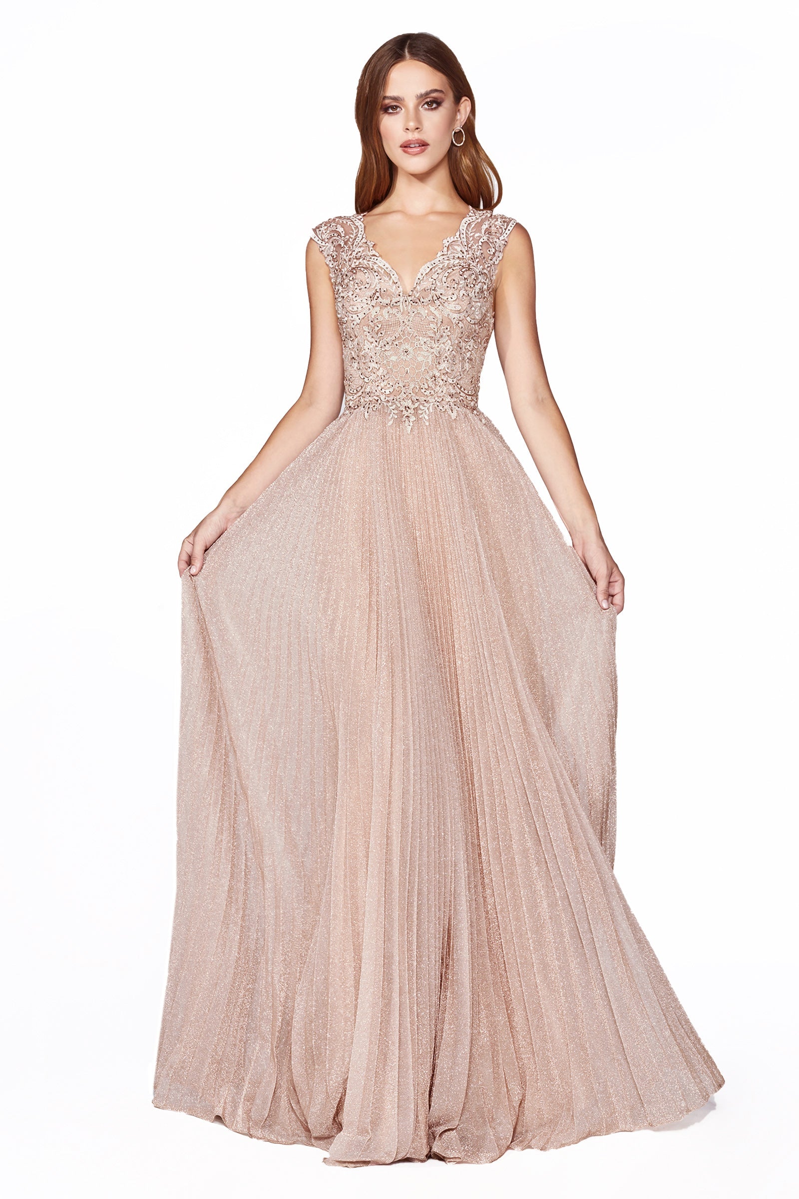 CDlong-metallic-cap-sleeve-lace-dress-ht011
