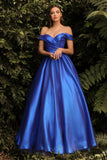 Satin A-Line Off-Shoulder Dress J823