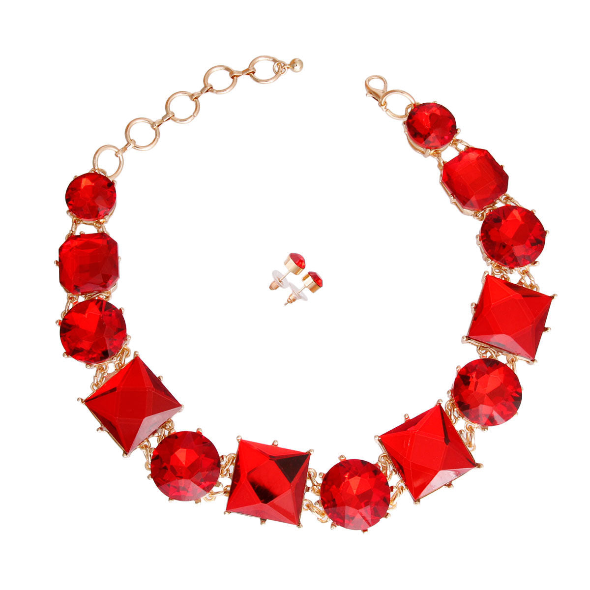 Red Various Crystal Collar Set