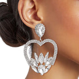 Silver Marquise Heart Earrings
