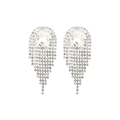 Clear Square Fringe Earrings