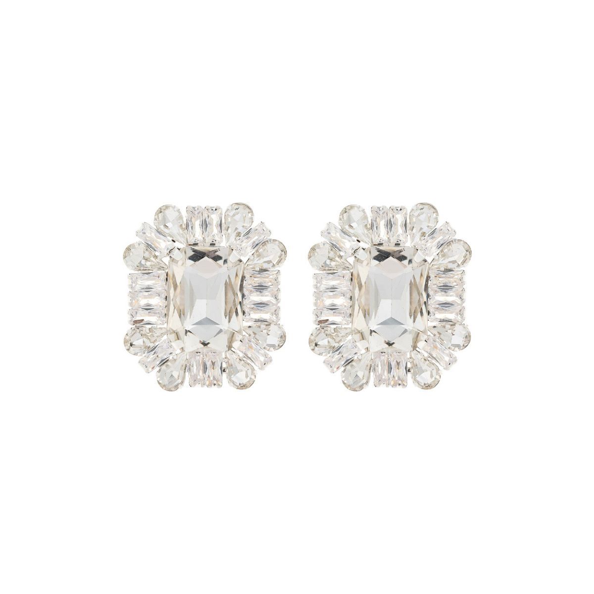 Silver Rectangle CZ Studs