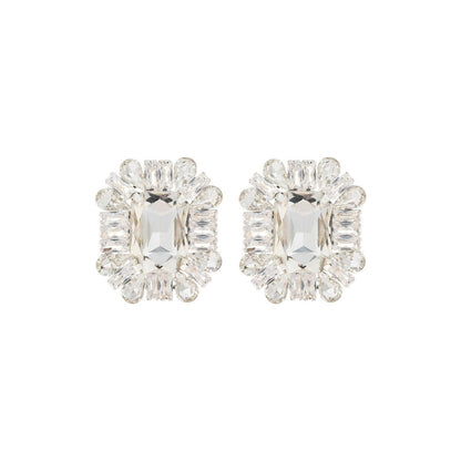 Silver Rectangle CZ Studs