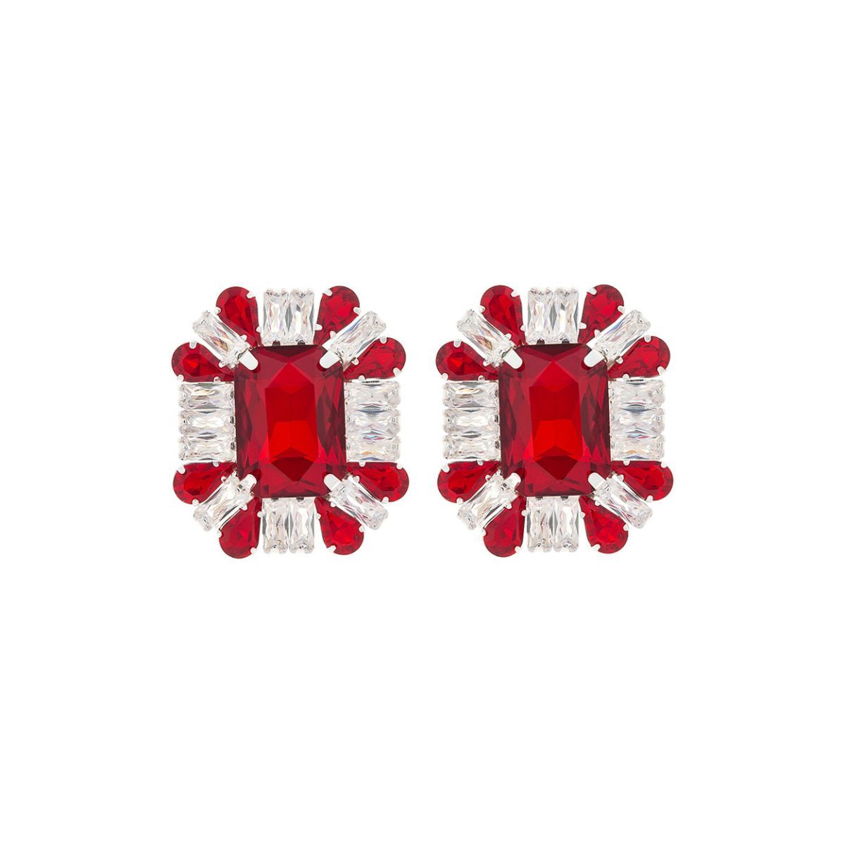 Red Rectangle CZ Studs